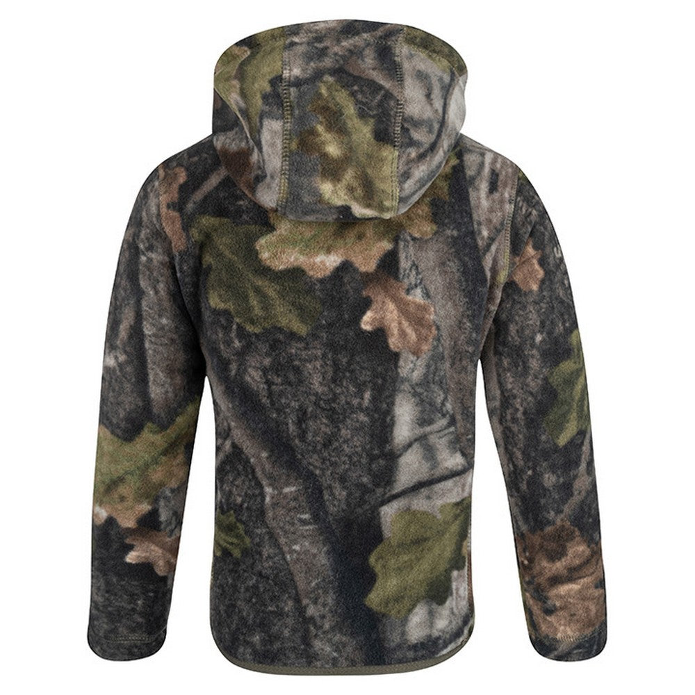 Green Camo - Back - Jack Pyke Childrens-Kids Fieldman Oak Leaf Fleece Hoodie