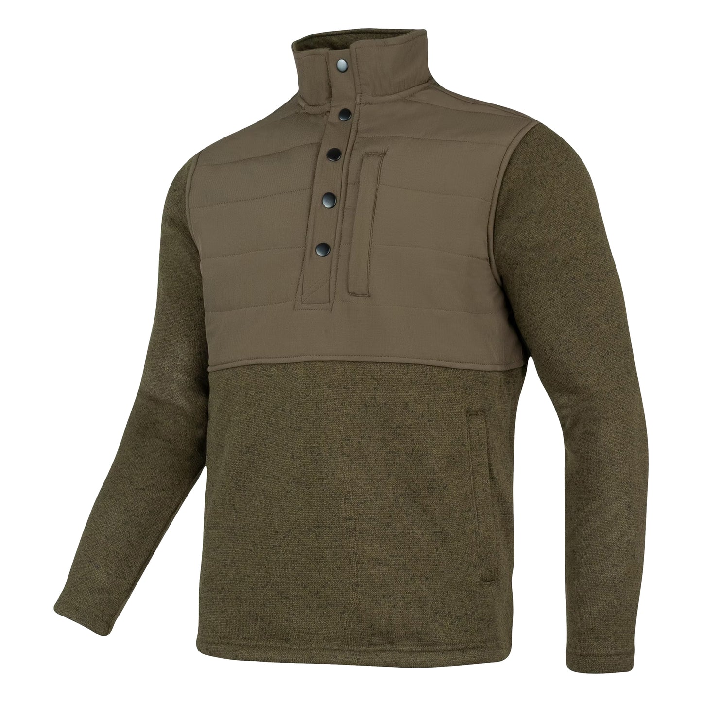 Green - Side - Jack Pyke Mens Fleece Snap Pullover