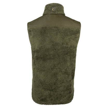 Olive - Back - Speero Mens Sherpa Fleece Gilet