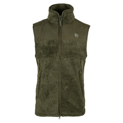 Olive - Front - Speero Mens Sherpa Fleece Gilet