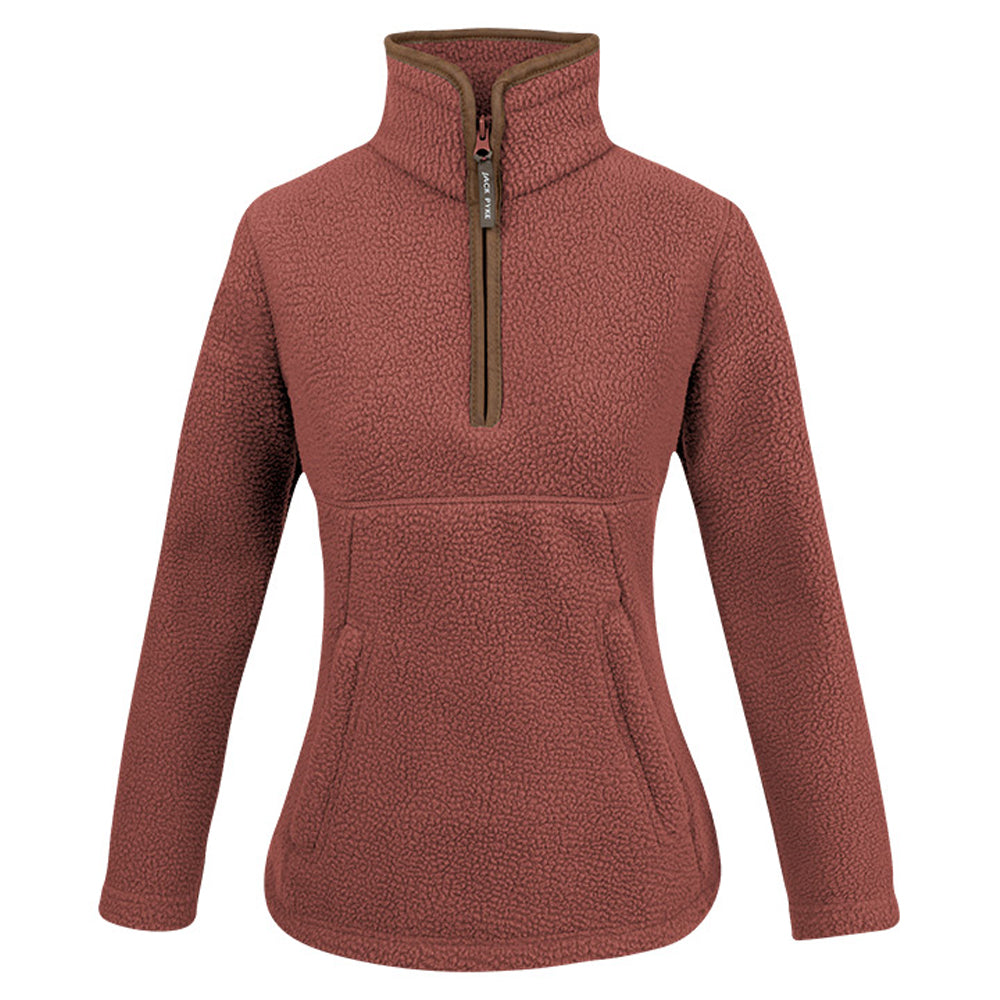 Burnt Copper - Front - Jack Pyke Womens-Ladies Sherpa Fleece Quarter Zip Fleece