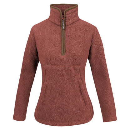 Burnt Copper - Front - Jack Pyke Womens-Ladies Sherpa Fleece Quarter Zip Fleece