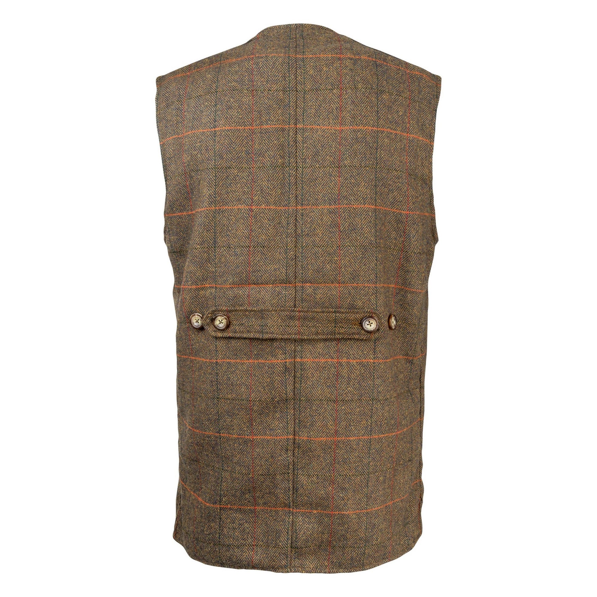 Brown - Back - Jack Pyke Mens Tweed Shooting Waistcoat