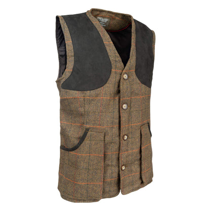 Brown - Side - Jack Pyke Mens Tweed Shooting Waistcoat