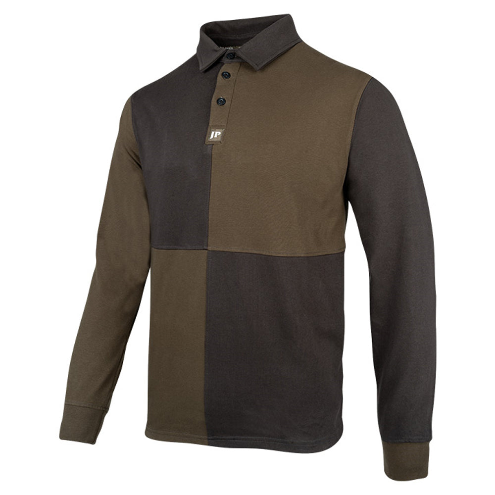 Green-Black - Side - Jack Pyke Mens Rugby Long-Sleeved Polo Shirt