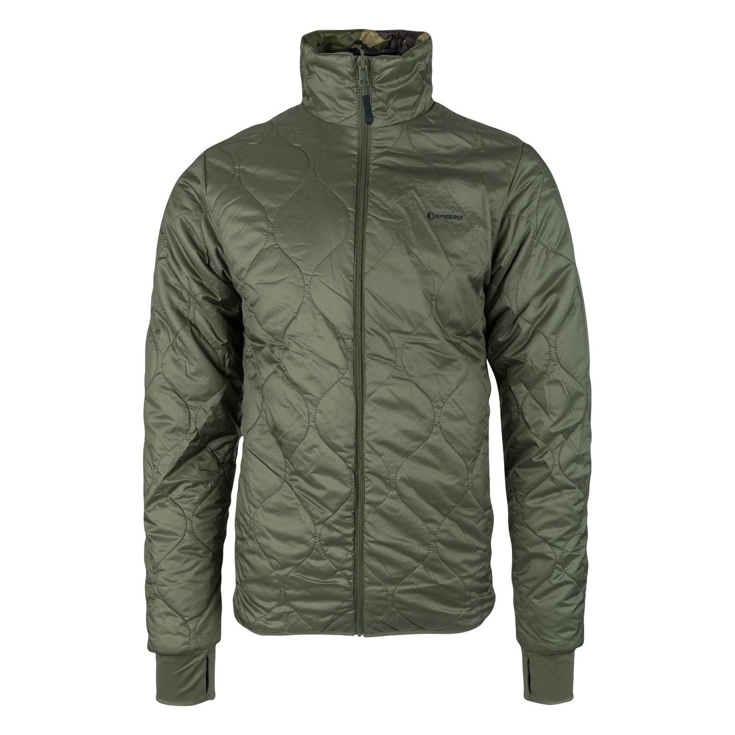 Green-Brown-Cream - Front - Speero Mens Reversible Waterproof Jacket