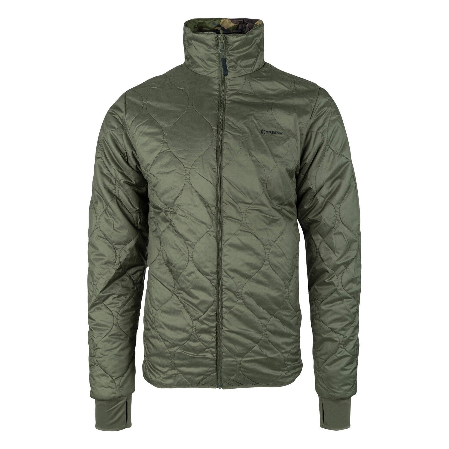 Green-Brown-Cream - Front - Speero Mens Reversible Waterproof Jacket