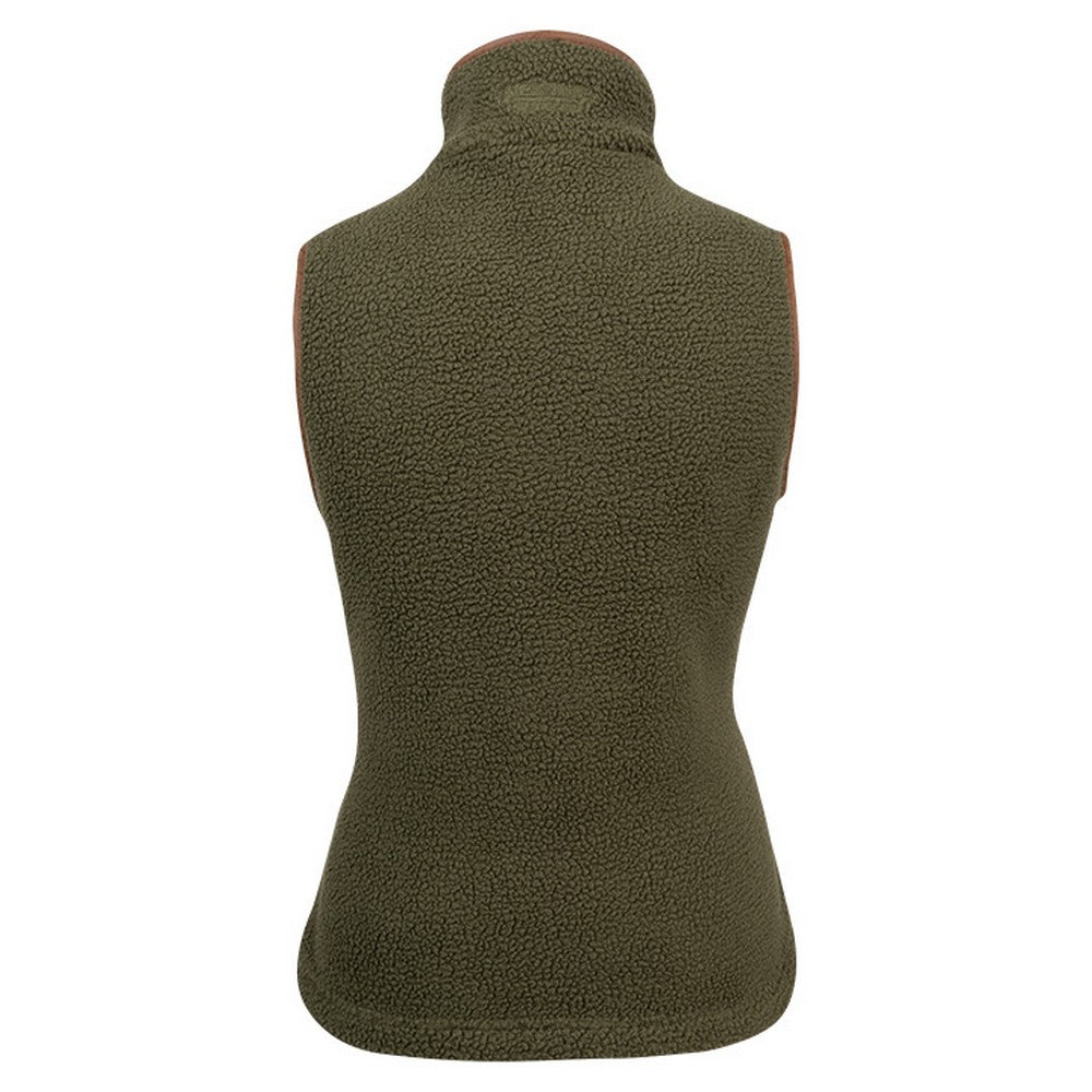 Olive - Back - Jack Pyke Womens-Ladies Sherpa Fleece Gilet