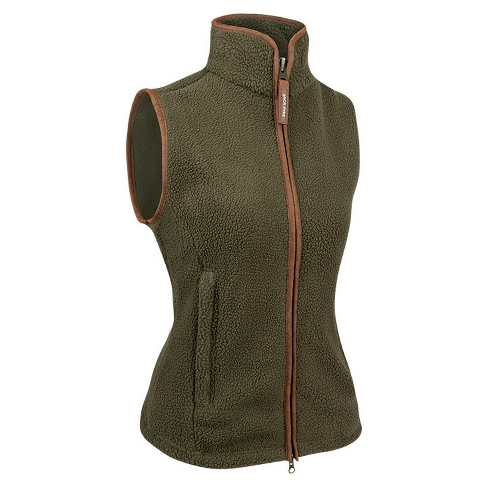 Olive - Side - Jack Pyke Womens-Ladies Sherpa Fleece Gilet