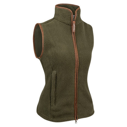 Olive - Side - Jack Pyke Womens-Ladies Sherpa Fleece Gilet