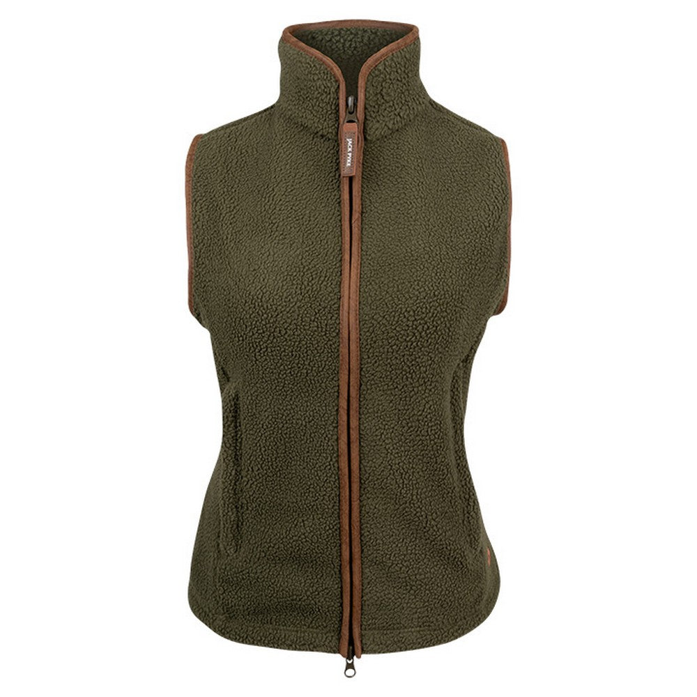 Olive - Front - Jack Pyke Womens-Ladies Sherpa Fleece Gilet