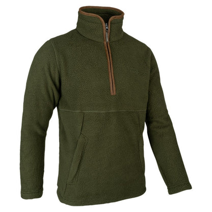 Olive - Side - Jack Pyke Mens Sherpa Fleece Half Zip Pullover