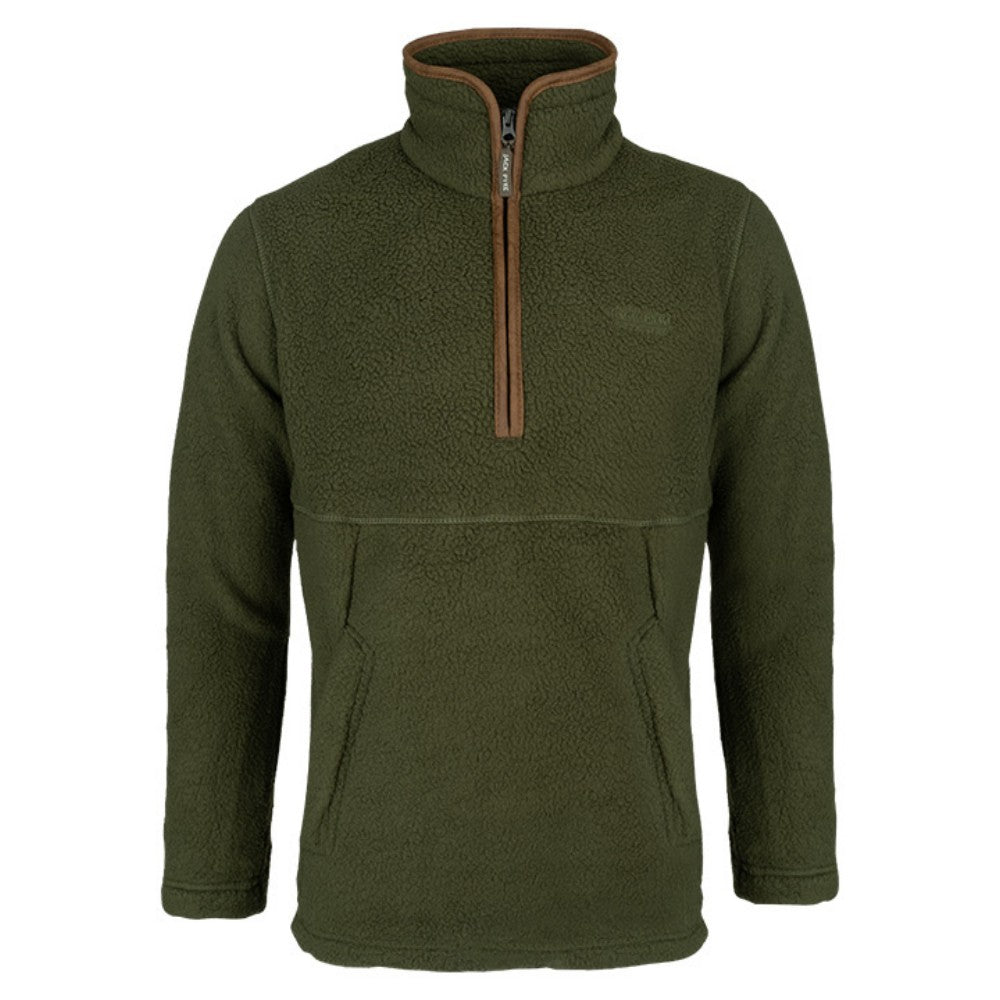 Olive - Front - Jack Pyke Mens Sherpa Fleece Half Zip Pullover