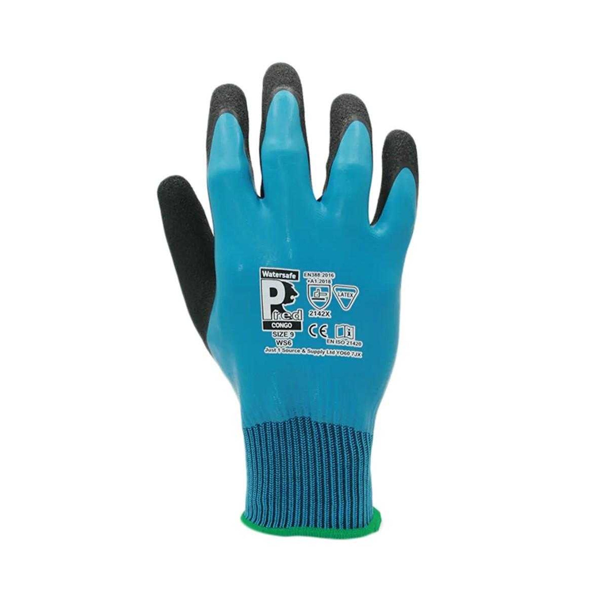 Blue-Black - Back - Predator Congo Safety Gloves (Pack of 10)