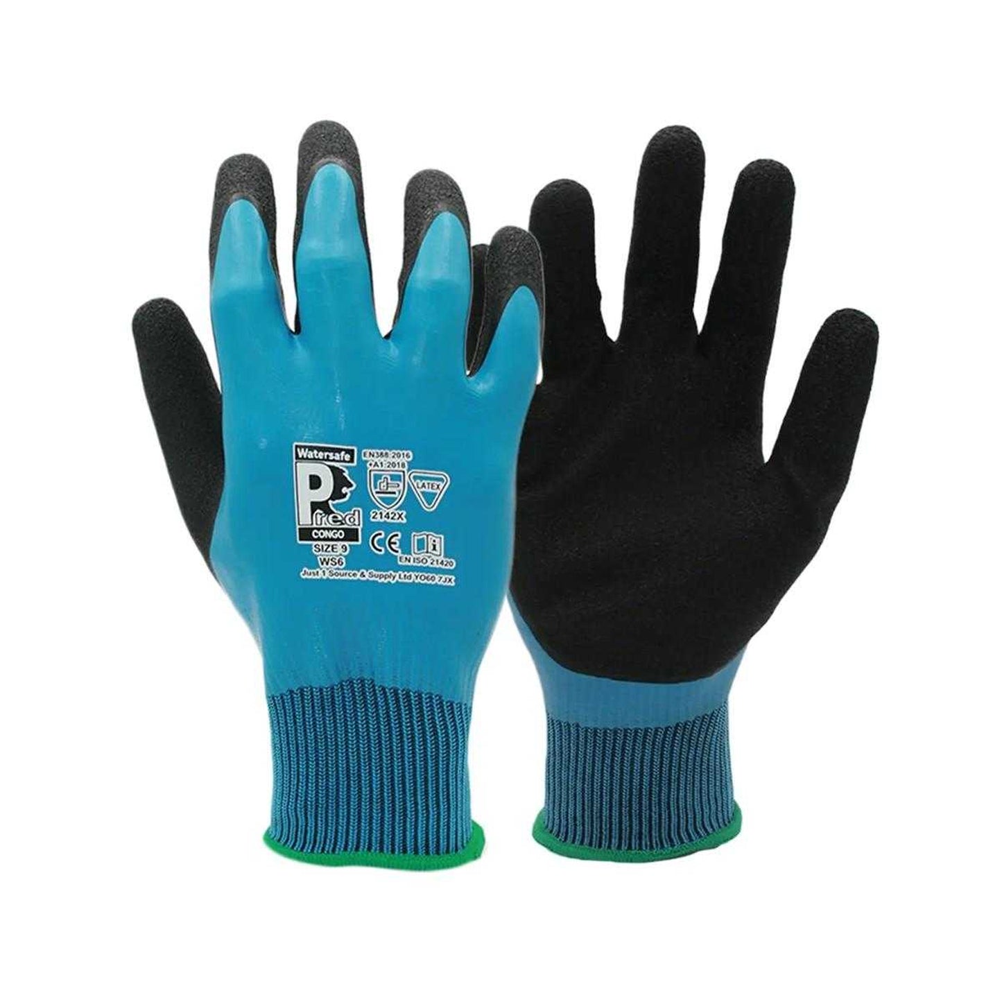Blue-Black - Front - Predator Congo Safety Gloves (Pack of 10)