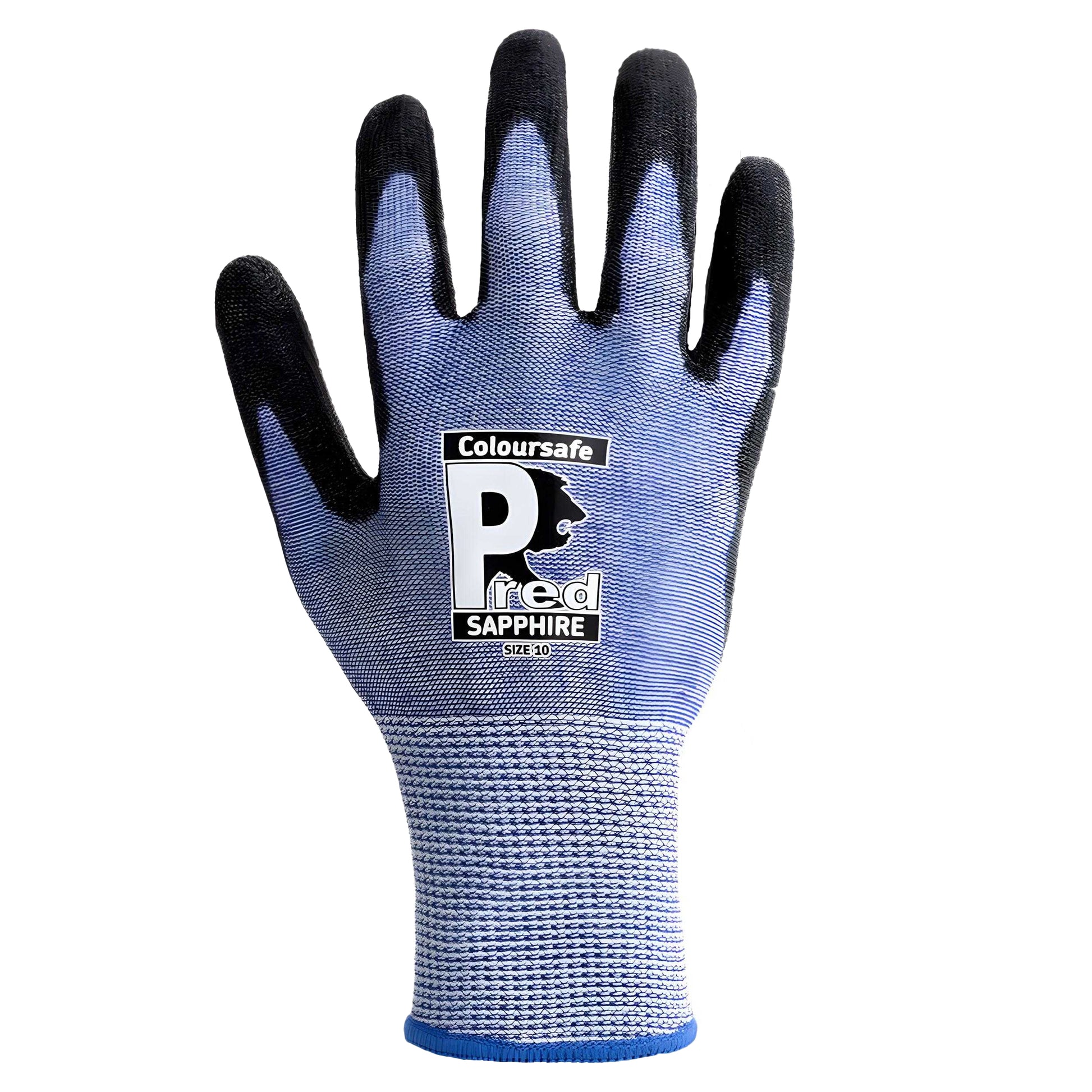 Black-Blue - Front - Predator Ron Coloursafe Pred Safety Gloves (Pack of 10)