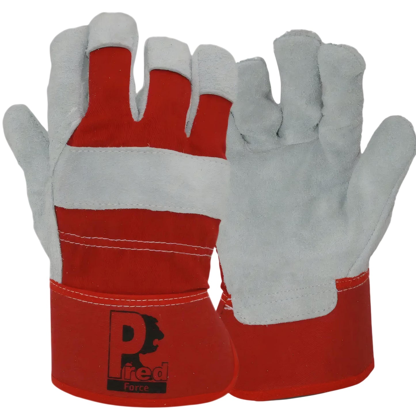 Red-White - Front - Predator Leather Rigger Gloves (Pack of 10)