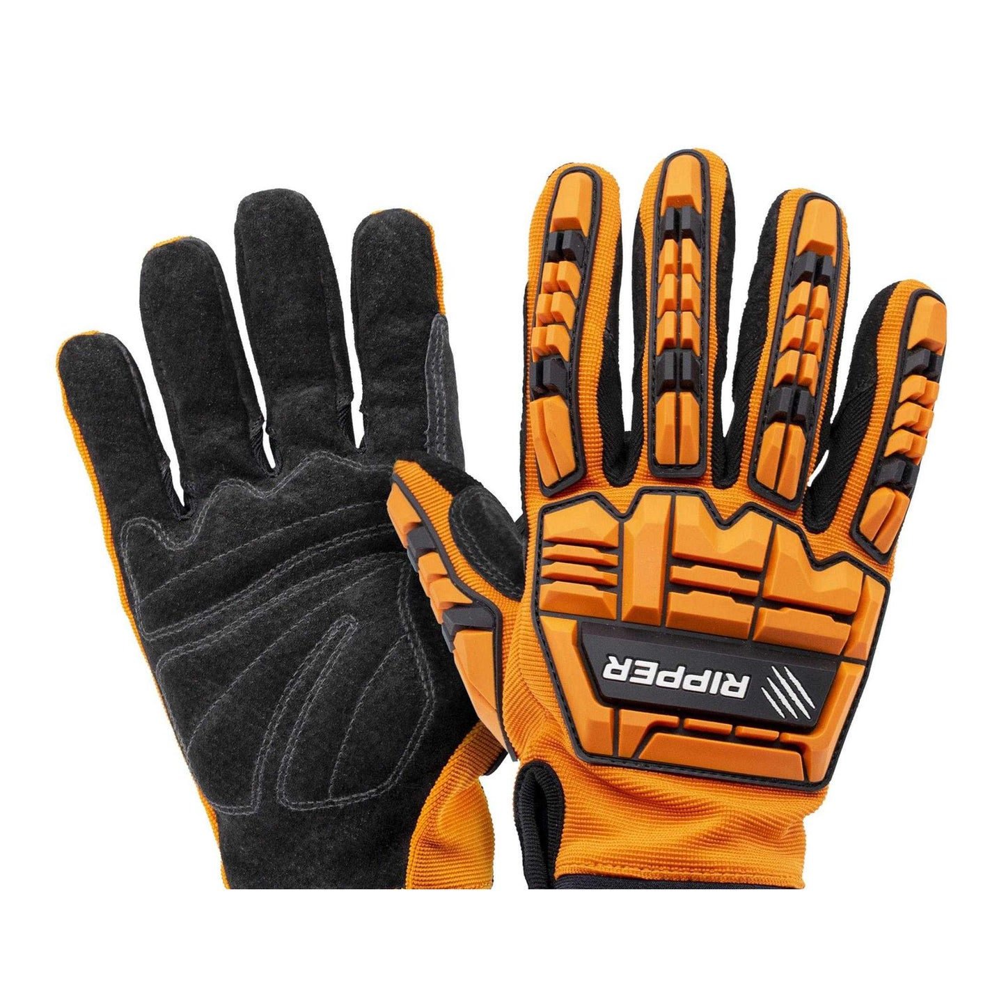 Orange-Black - Front - Ripper Unisex Adult Leather Gloves