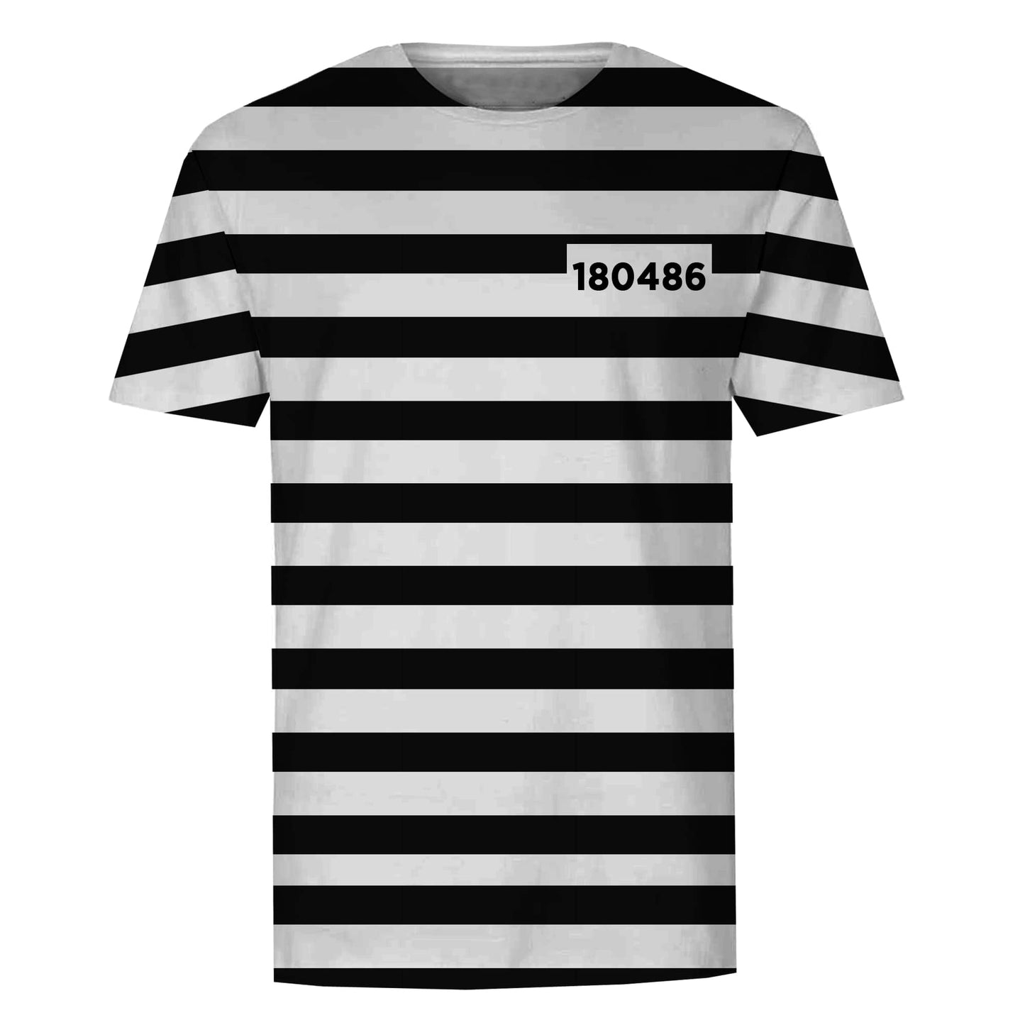 White - Front - The T-Shirt Factory Mens Convict Prisoner T-Shirt