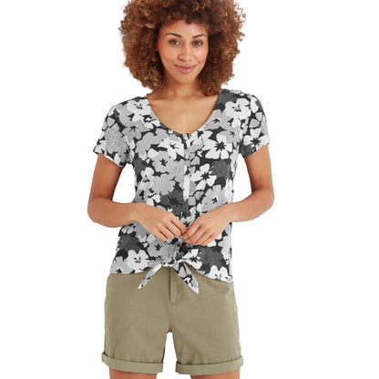 Black-White - Side - TOG24 Womens-Ladies Geva Large Floral T-Shirt