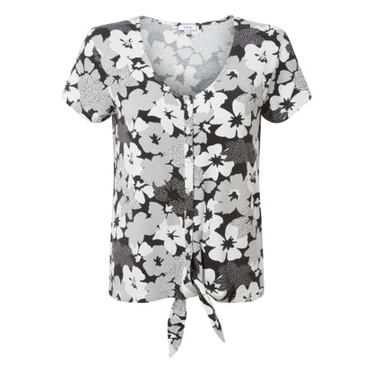 Black-White - Front - TOG24 Womens-Ladies Geva Large Floral T-Shirt