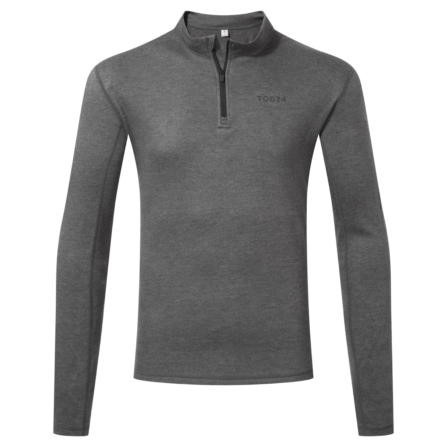 Dark Grey Marl - Front - TOG24 Mens Meru Zip Neck Thermal Top