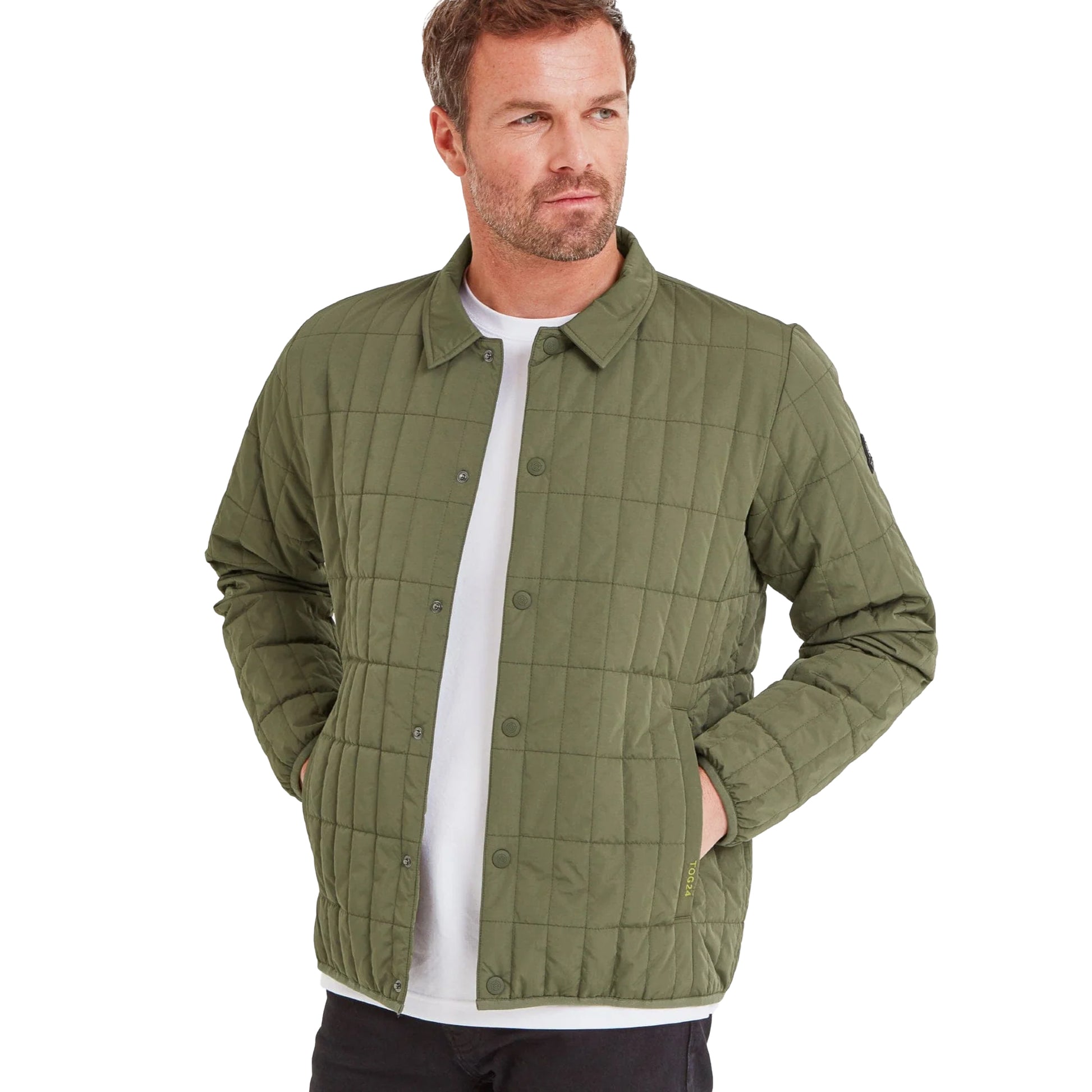 Khaki Green - Side - TOG24 Mens Ludwell Quilted Lightweight Jacket