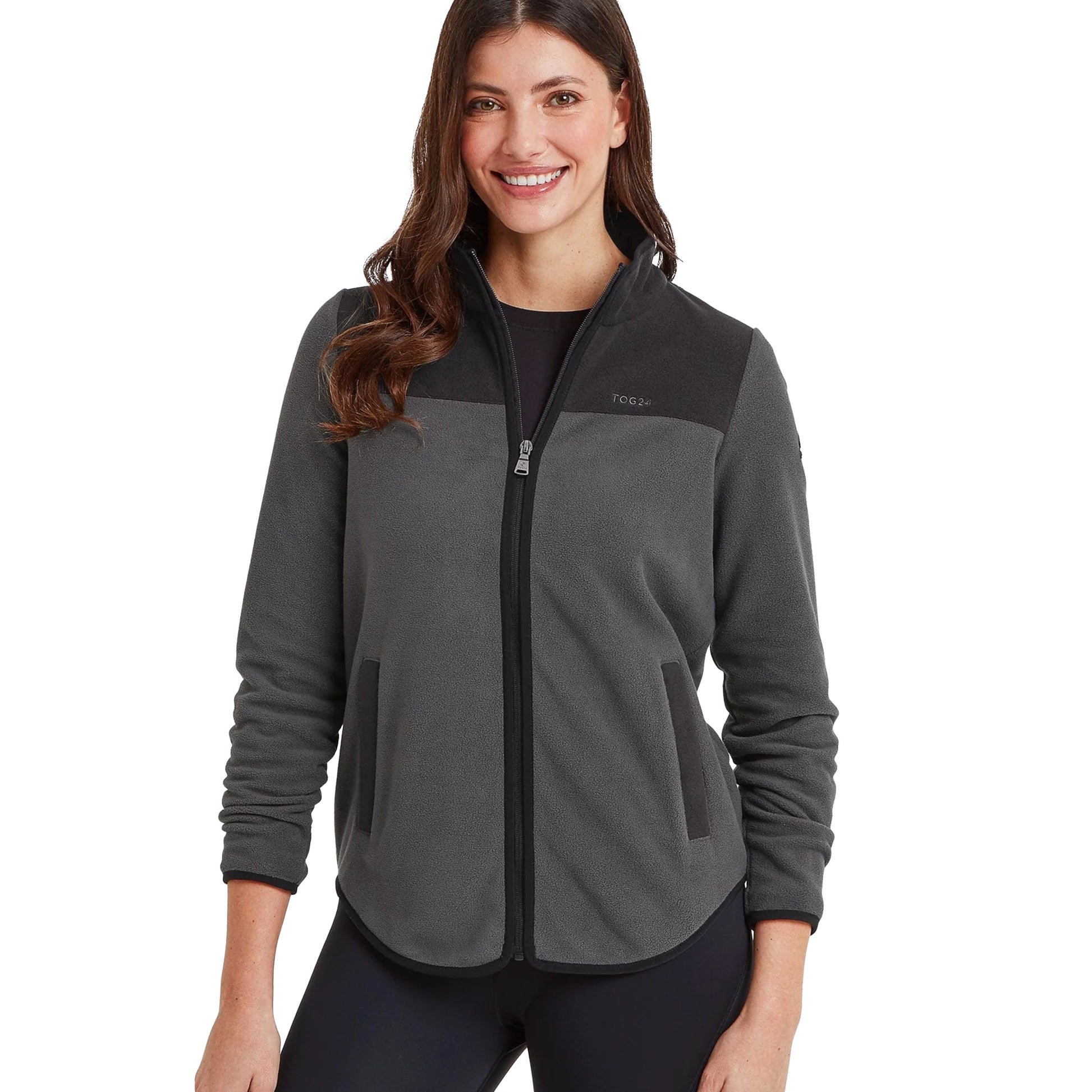 Washed Black-Black - Side - TOG24 Womens-Ladies Carty Colour Block Fleece Jacket