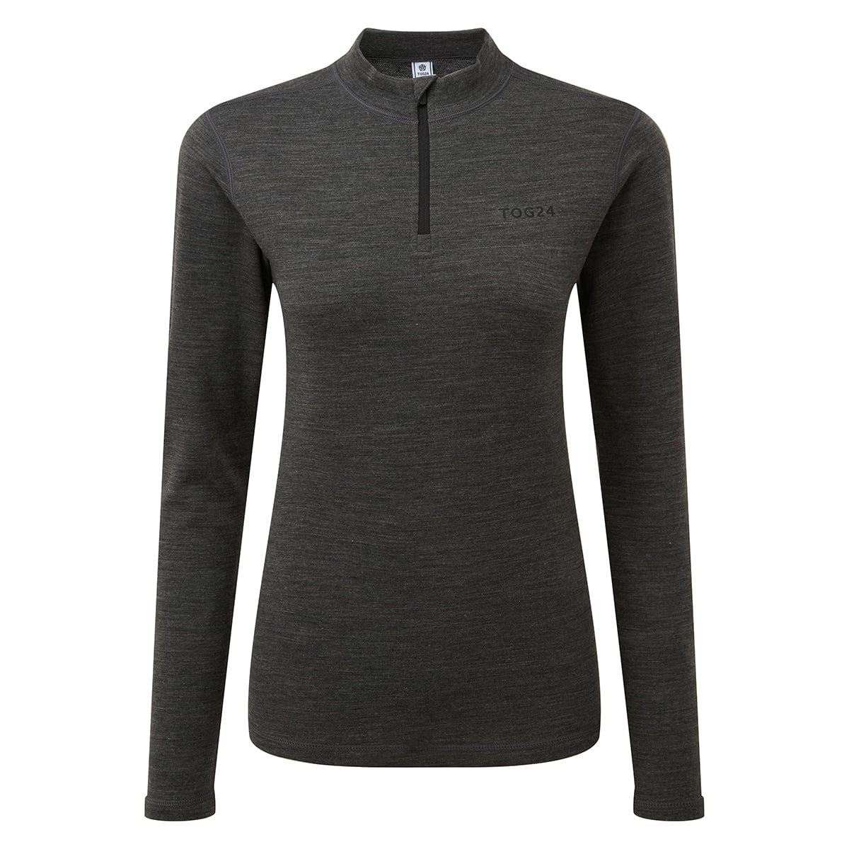 Grey Marl - Front - TOG24 Womens-Ladies Nevis Merino Wool Zip Neck Base Layer Top