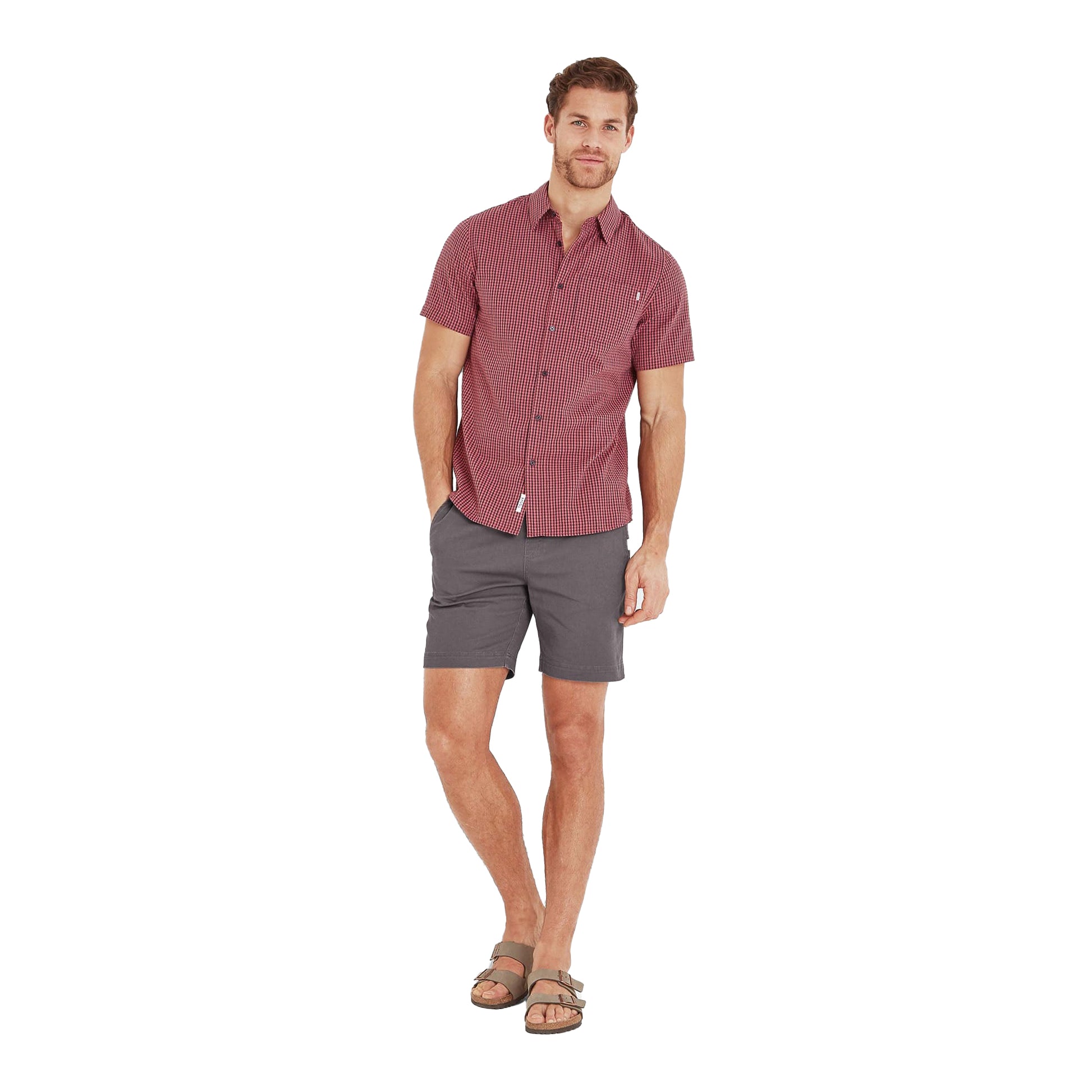 Washed Red - Lifestyle - TOG24 Mens Fenton Gingham Short-Sleeved Shirt