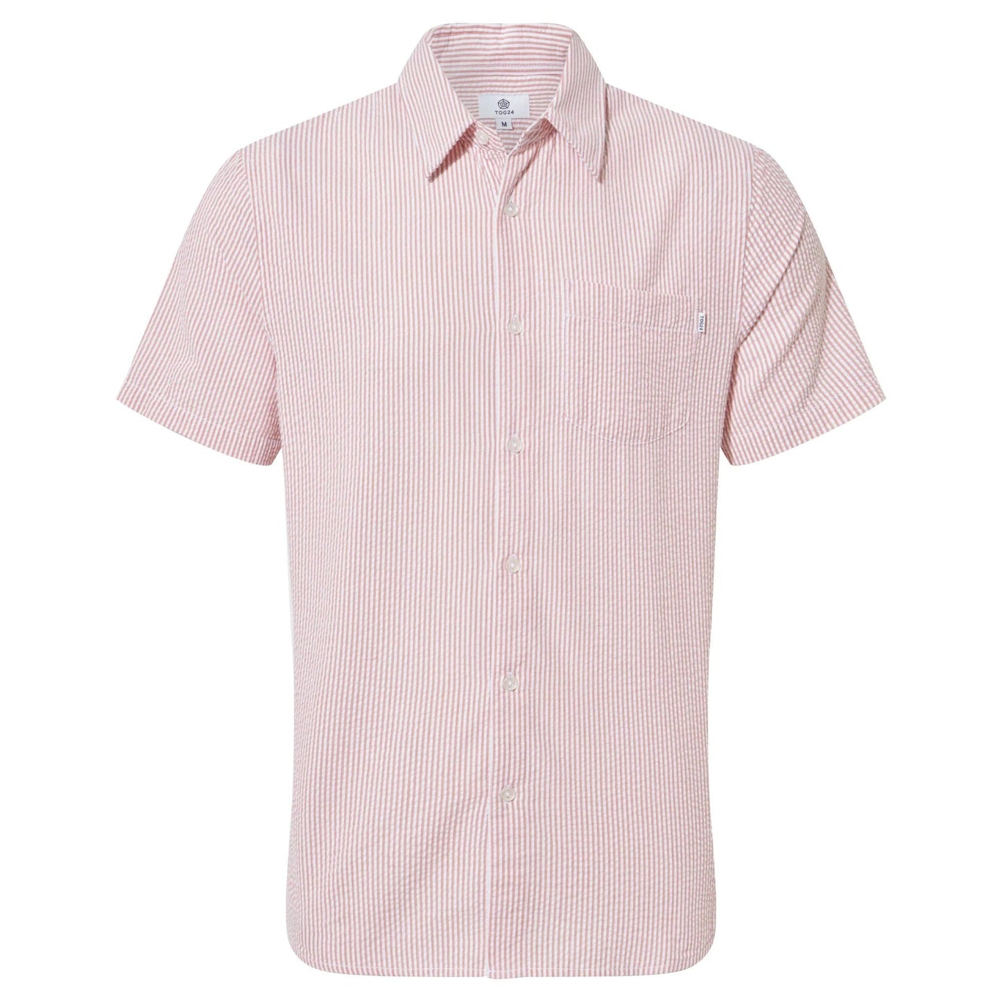Washed Red - Front - TOG24 Mens Fenton Stripe Seersucker Shirt