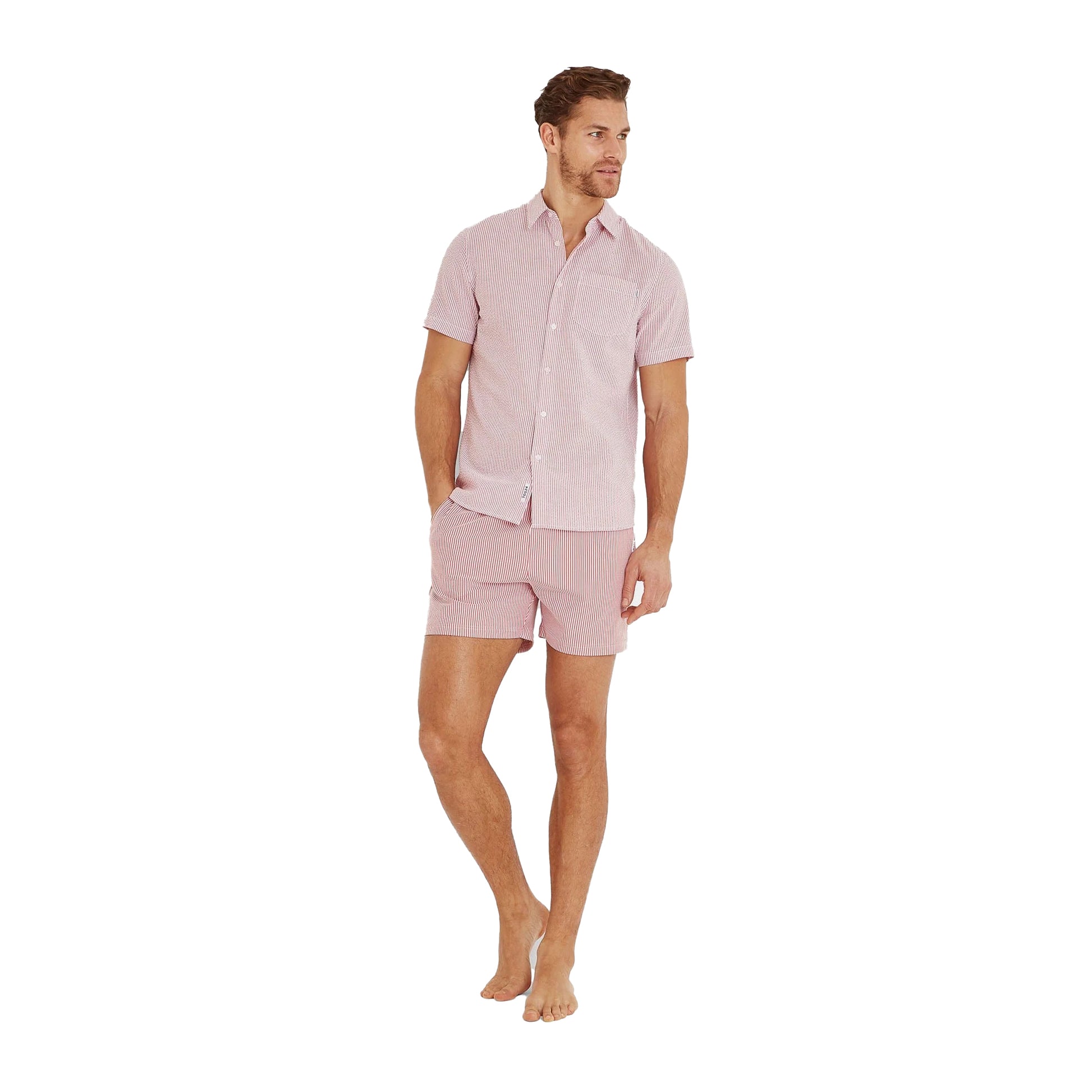 Washed Red - Lifestyle - TOG24 Mens Fenton Stripe Seersucker Shirt