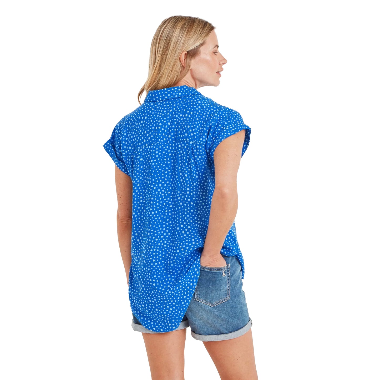 Mykonos Blue - Back - TOG24 Womens-Ladies Alston Stars Capped Sleeved Shirt