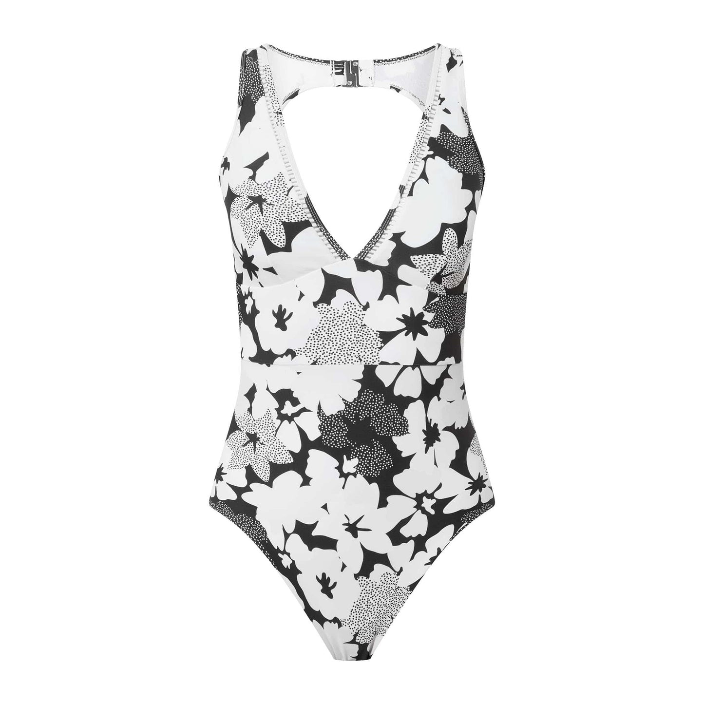 White-Black - Front - TOG24 Womens-Ladies Kady Floral One Piece Swimsuit