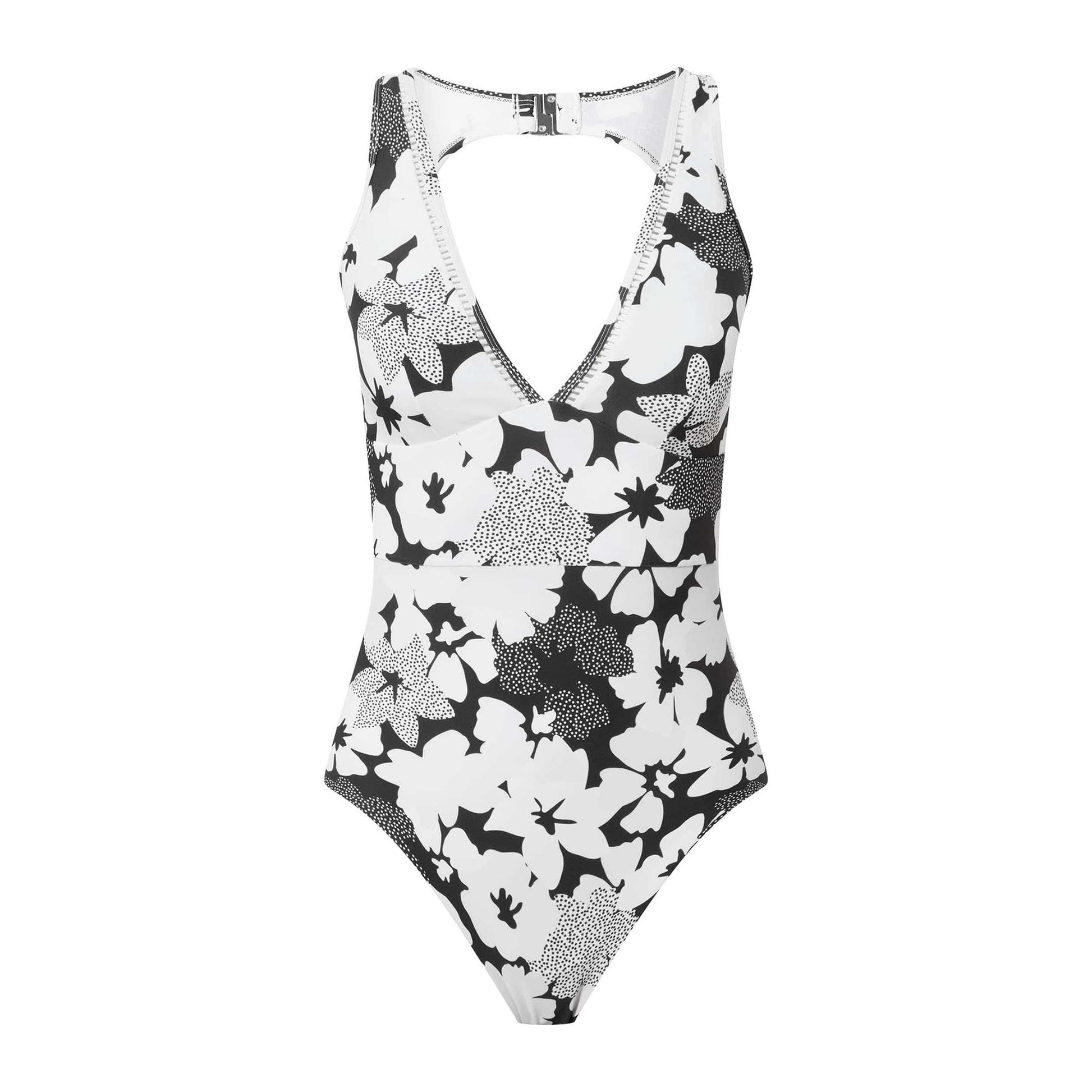 White-Black - Front - TOG24 Womens-Ladies Kady Floral One Piece Swimsuit