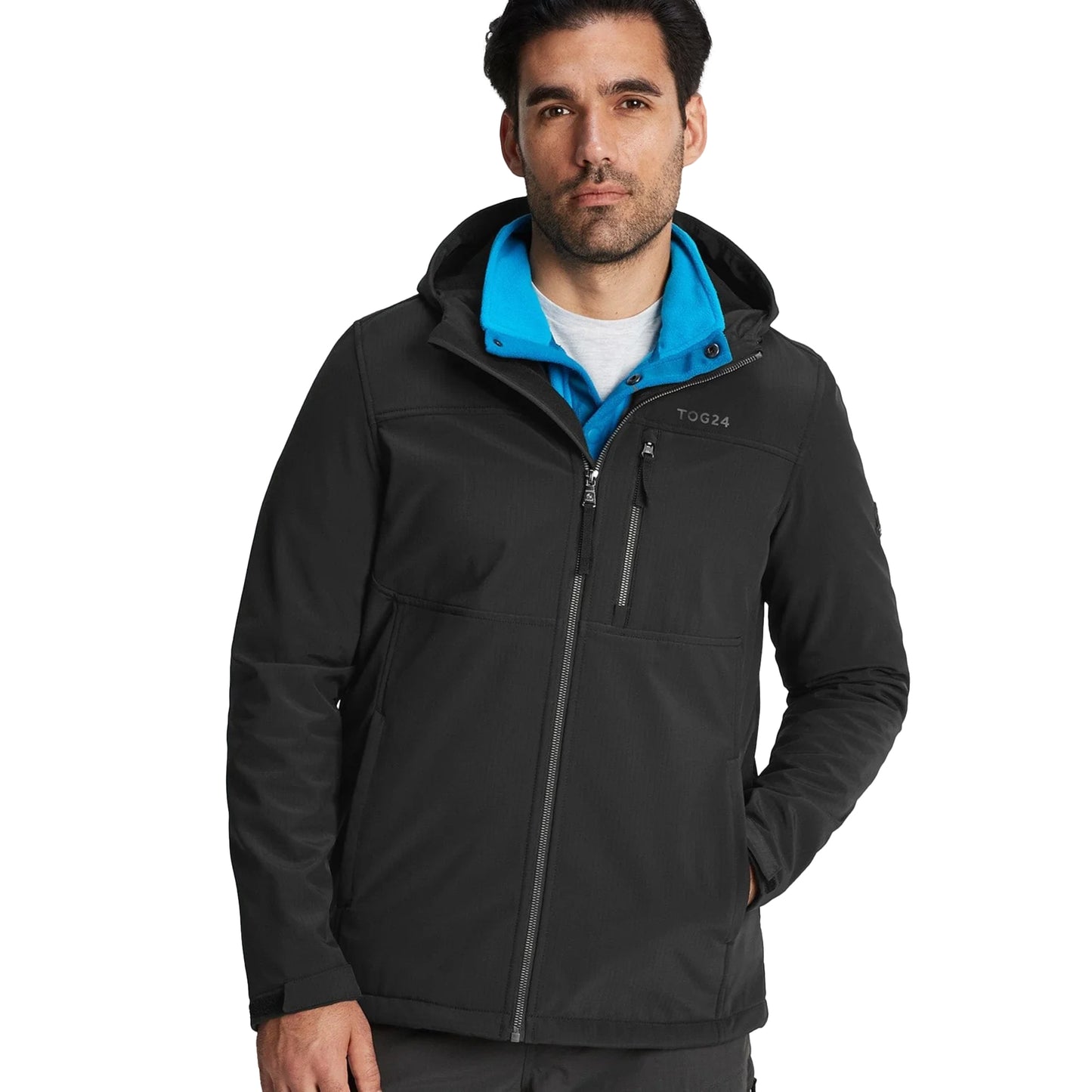 Black - Side - TOG24 Mens Truro Softshell Hooded Jacket