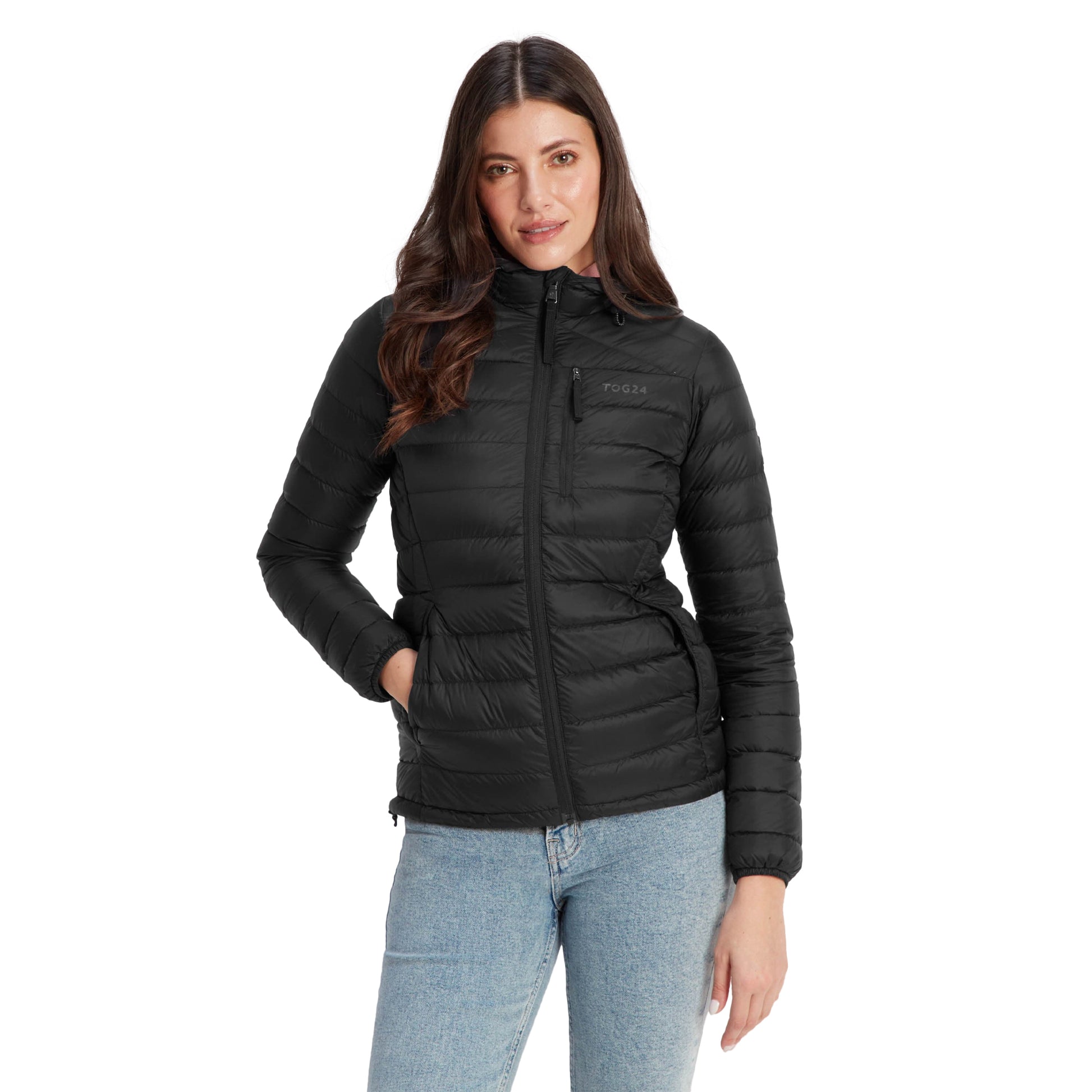 Black - Side - TOG24 Womens-Ladies Drax Hooded Down Jacket