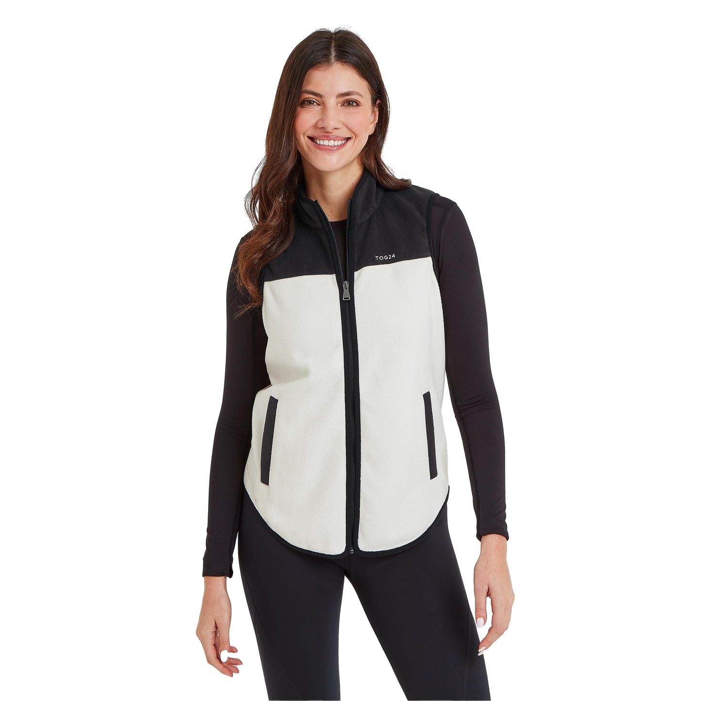 Vanilla-Black - Side - TOG24 Womens-Ladies Sarel Fleece Gilet