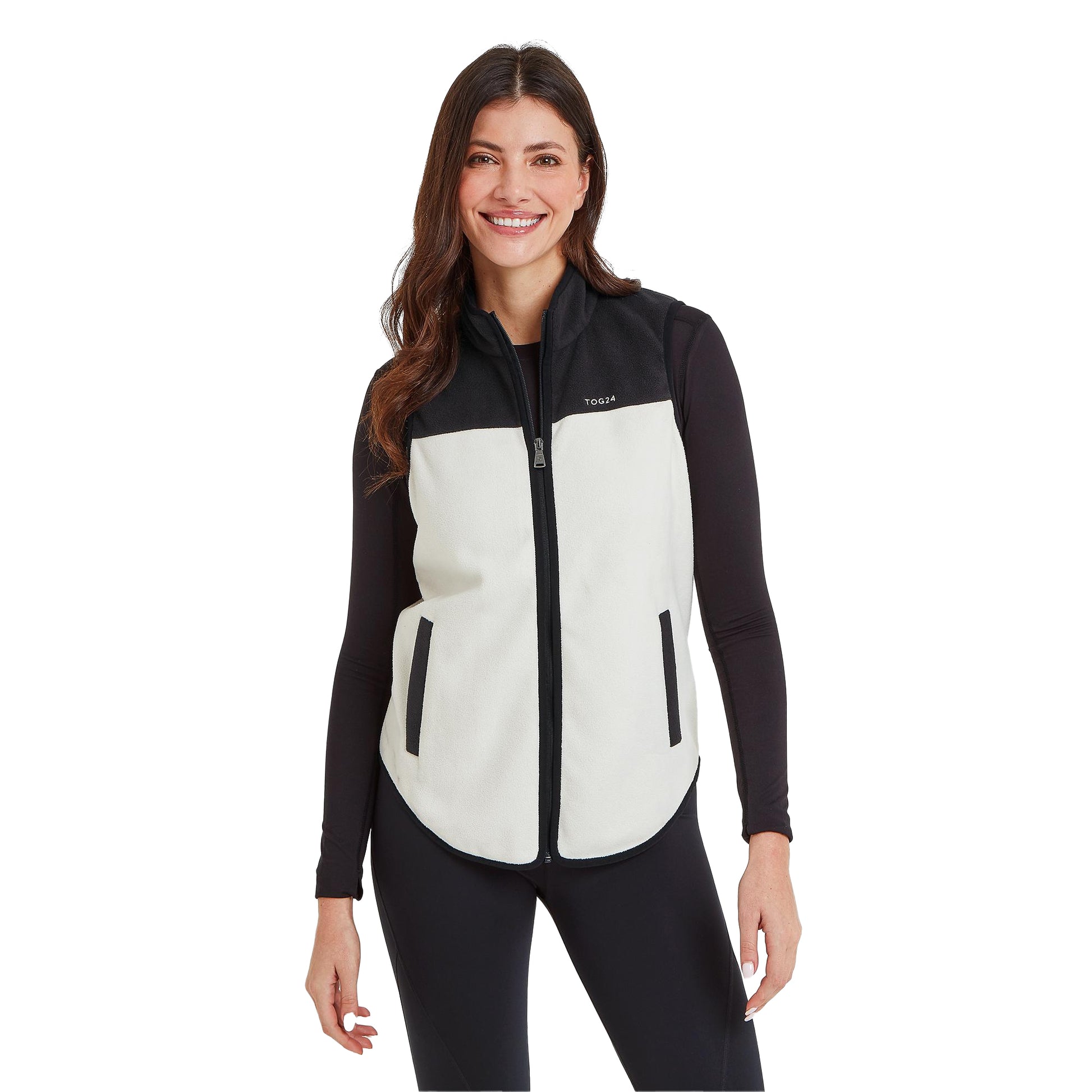 Vanilla-Black - Side - TOG24 Womens-Ladies Sarel Fleece Gilet