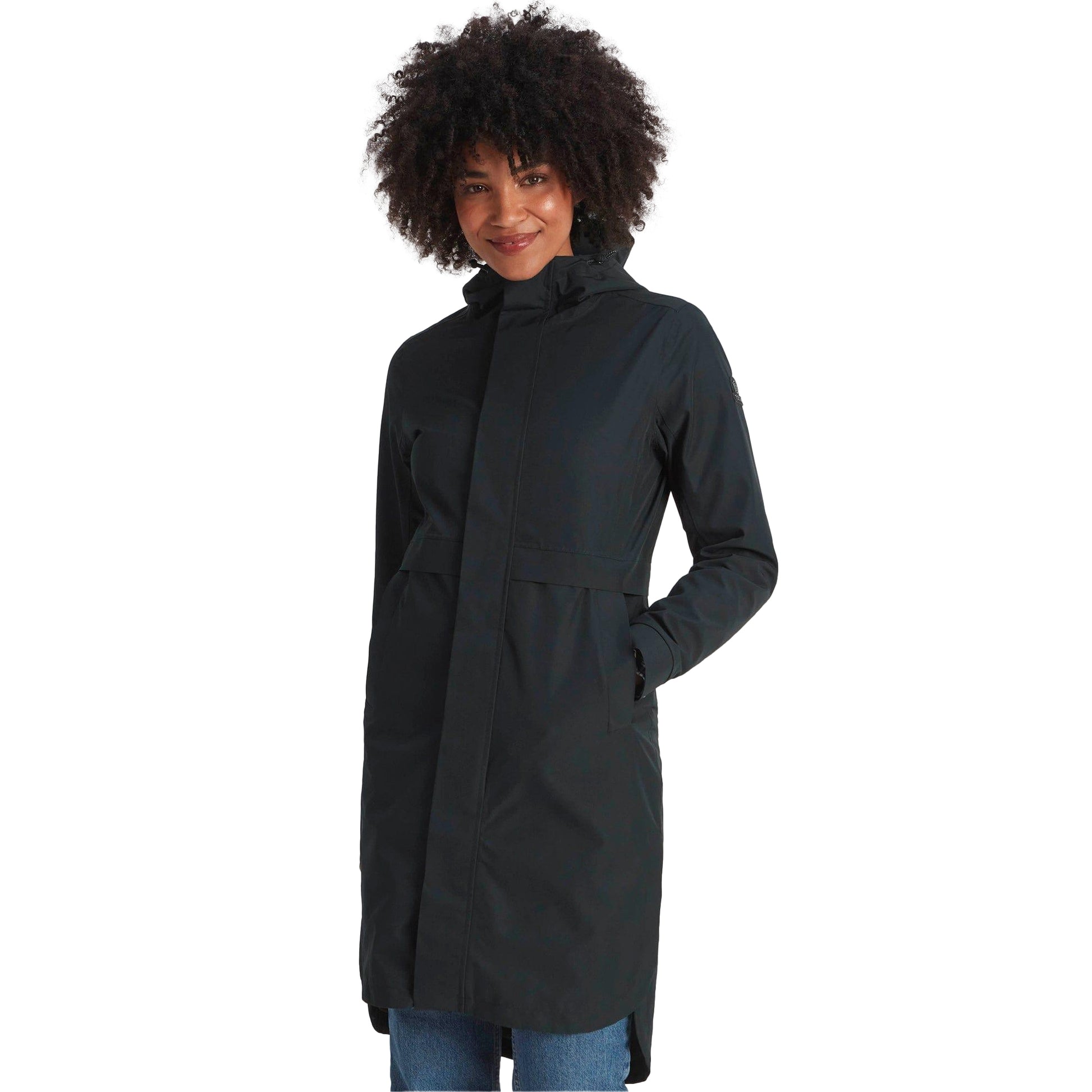 Black - Side - TOG24 Womens-Ladies Saunter Long Waterproof Jacket