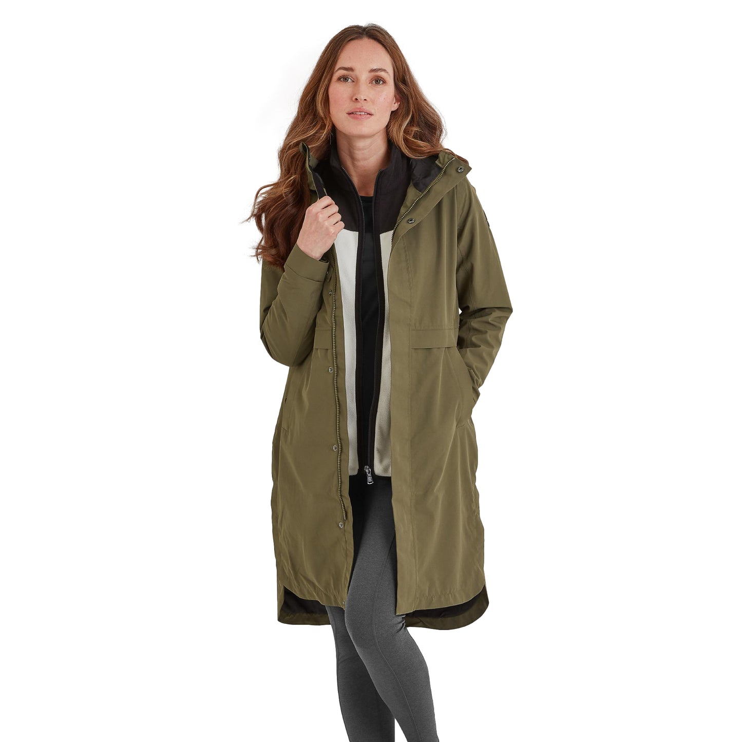 Khaki Green - Side - TOG24 Womens-Ladies Saunter Long Waterproof Jacket