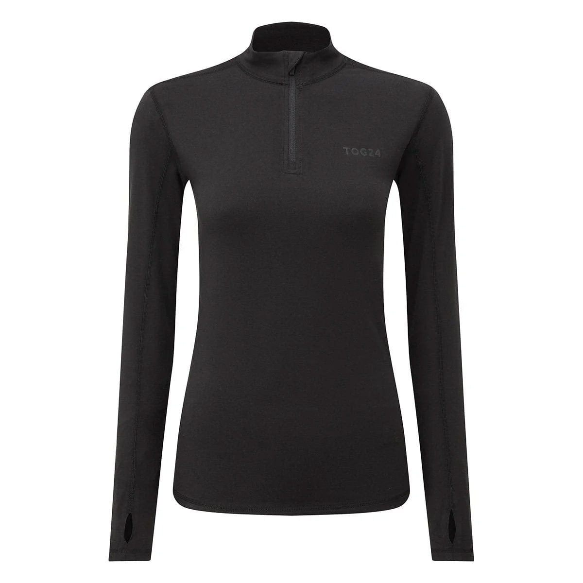 Black - Front - TOG24 Womens-Ladies Snowdon Zip Neck Thermal Top