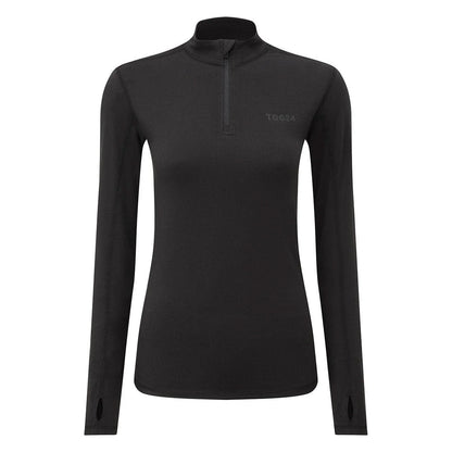 Black - Front - TOG24 Womens-Ladies Snowdon Zip Neck Thermal Top