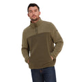 Khaki Green - Side - TOG24 Mens Farlow Stud Front Fleece Top