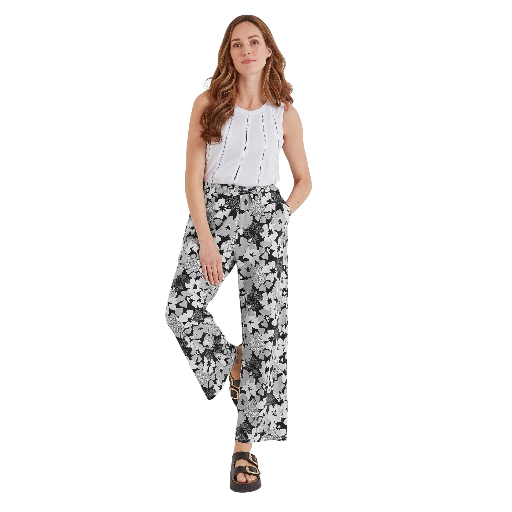 Black - Side - TOG24 Womens-Ladies Izzie Floral Trousers