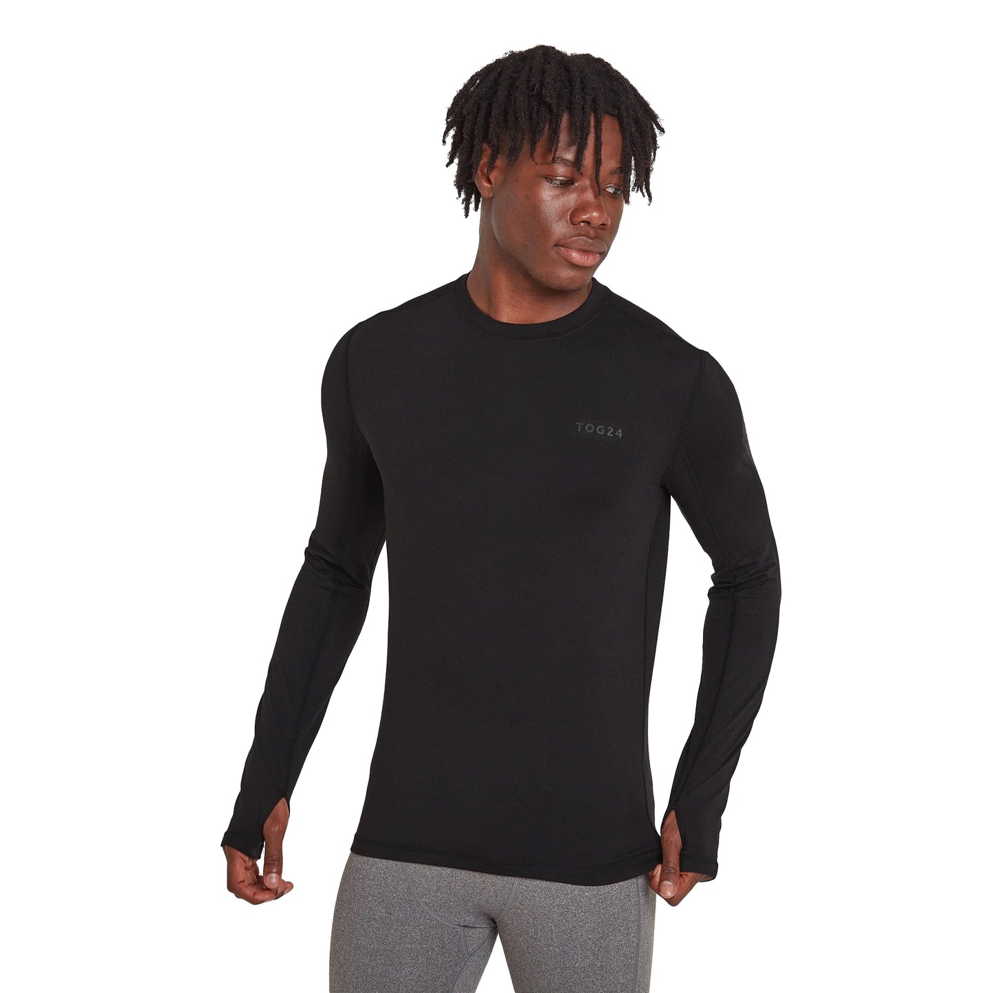 Black - Side - TOG24 Mens Snowdon Thermal Crew Neck Base Layer Top