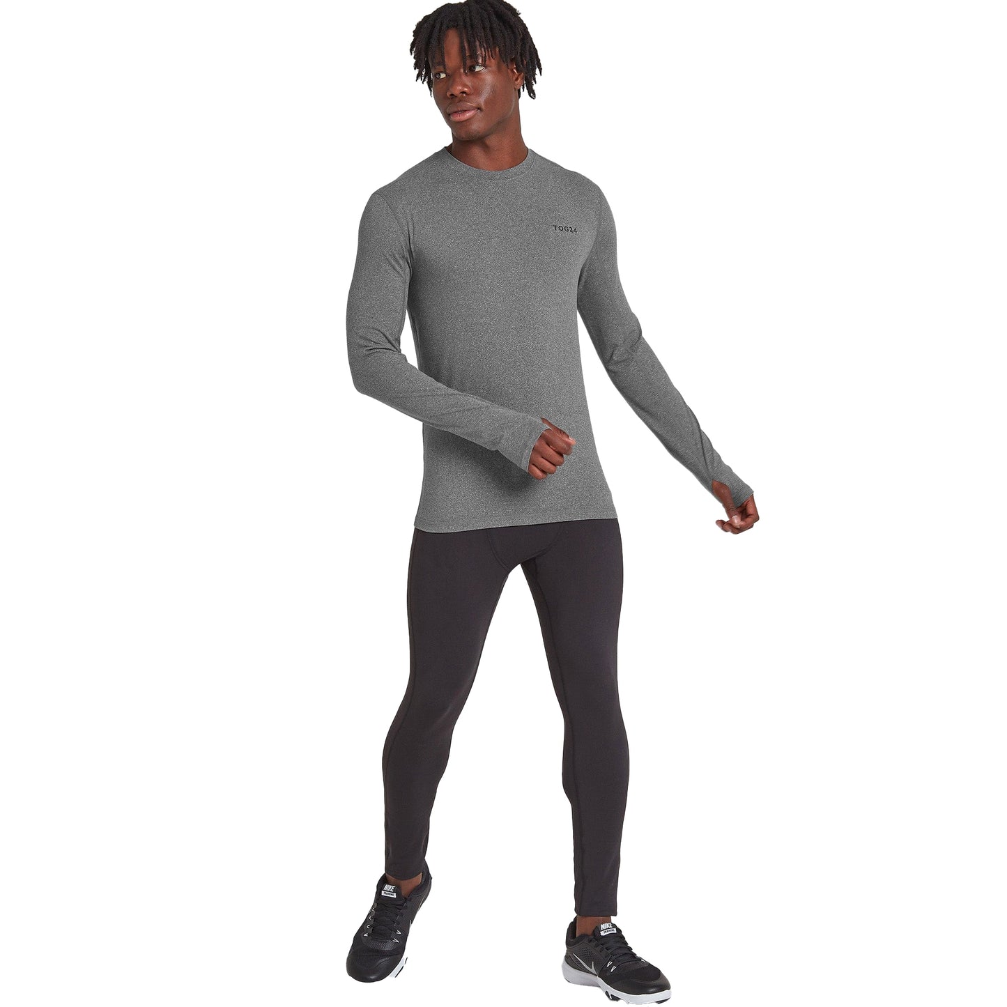 Grey Marl - Side - TOG24 Mens Snowdon Thermal Crew Neck Base Layer Top