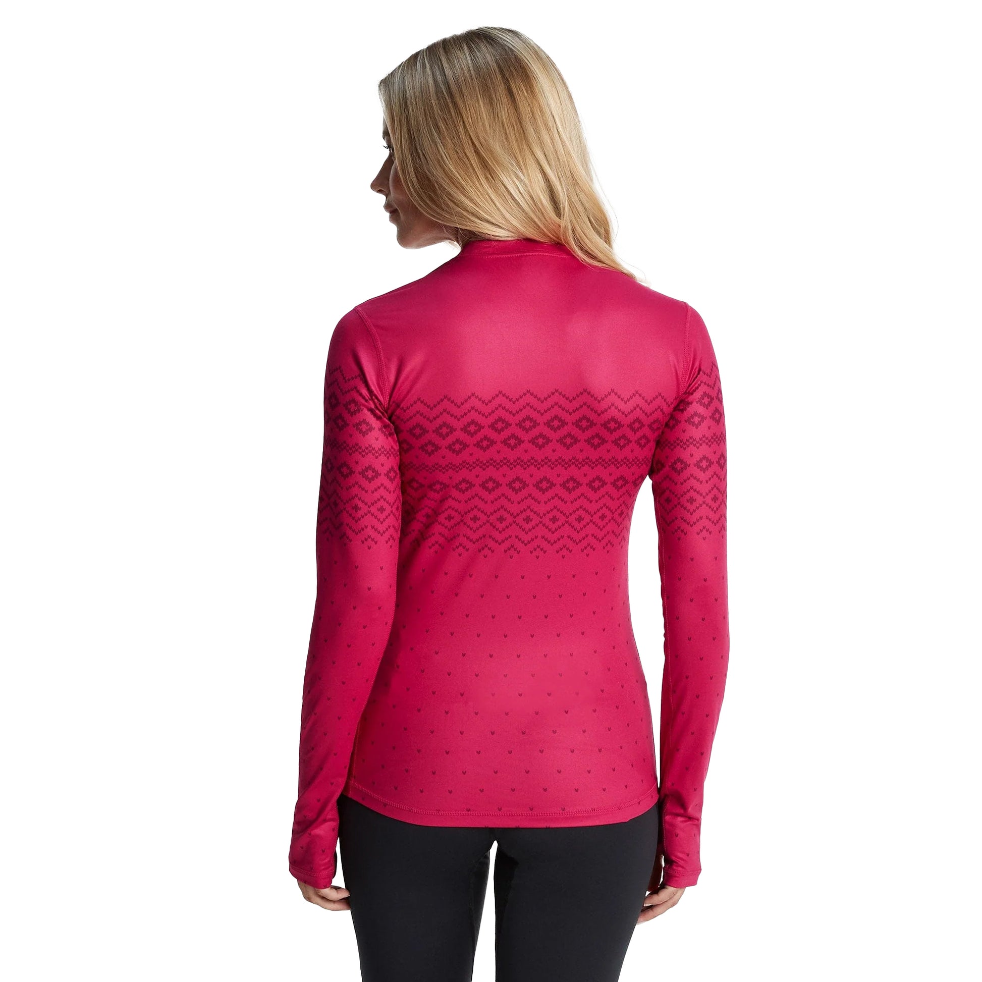 Cerise - Back - TOG24 Womens-Ladies Snowdon Fair Isle Base Layer Top