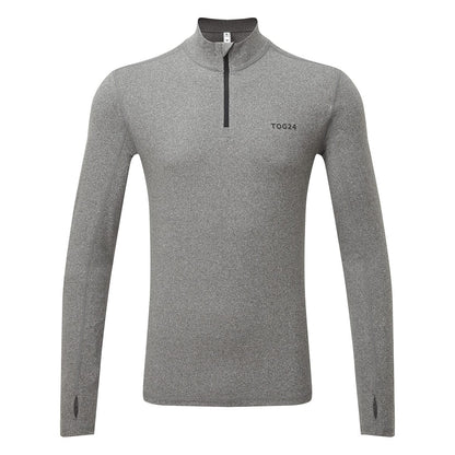 Grey Marl - Front - TOG24 Mens Snowdon Thermal Quarter Zip Base Layer Top