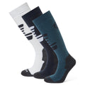 Dark Indigo-Optic White-Jewel Blue - Front - TOG24 Bergenz Ski Socks (Pack of 3)